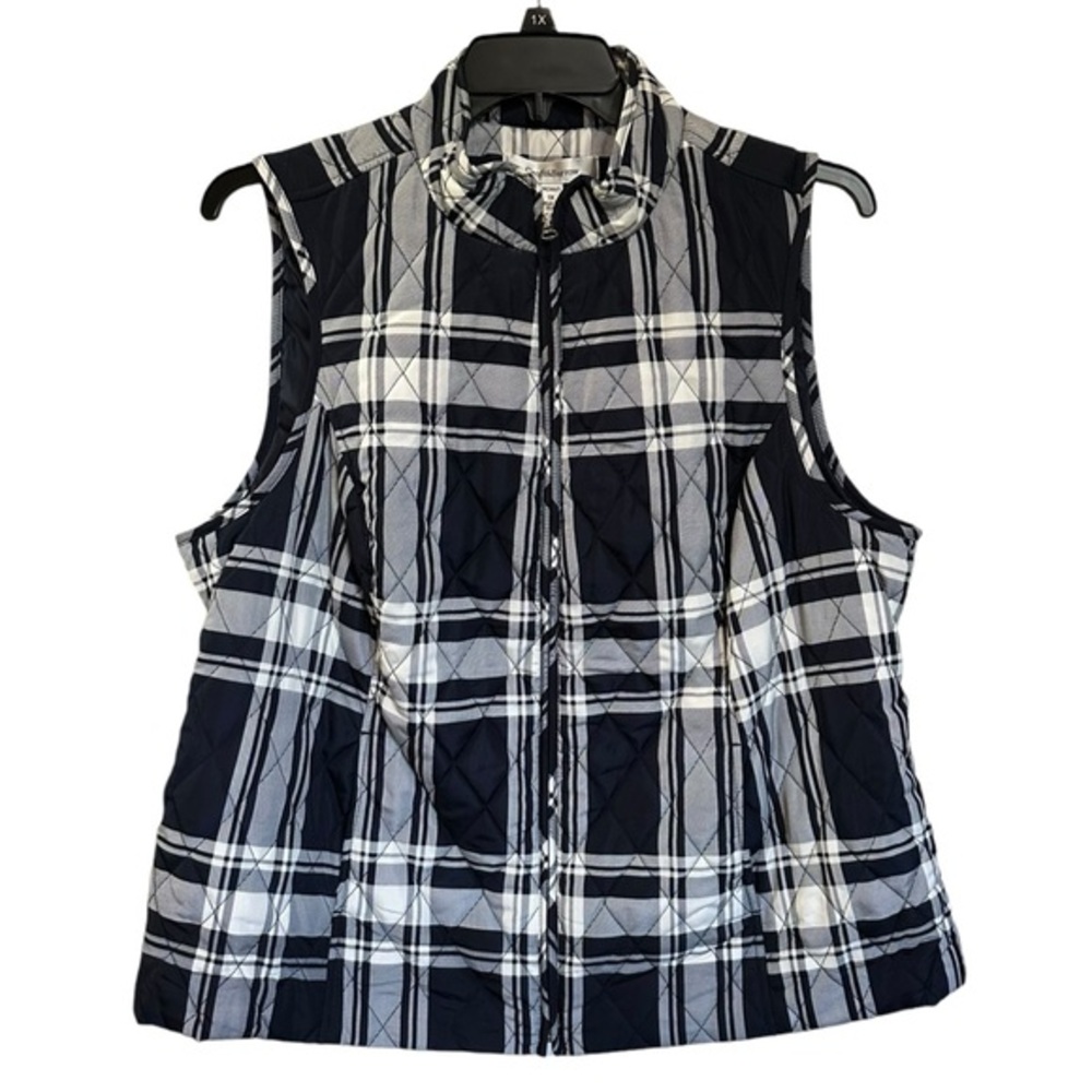 Croft‎ & Barrow Women’s Classic Quilted Navy & White Vest 1X